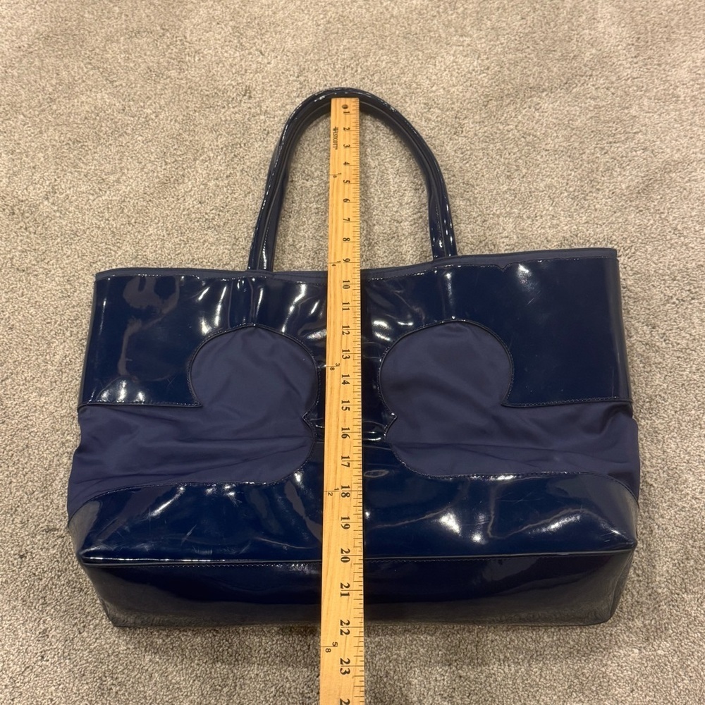 Tory Burch Blue Nylon Amalie Big T Logo Tote - Picture 5 of 9